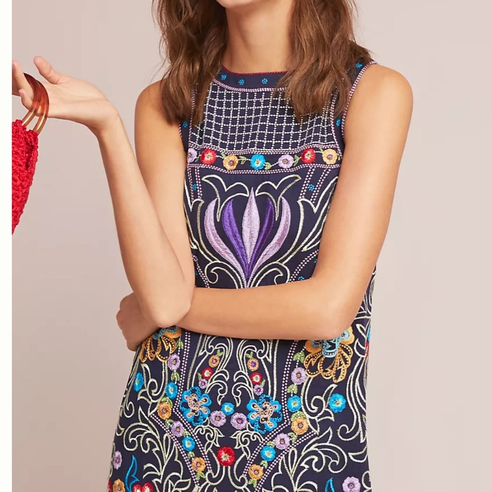 Maeve Kira embroidered Blue and White Tunic Dress Sleeveless, 2P